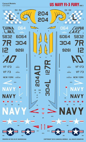 Caracal 1/72 decals CD72083 Pt2 for the US Navy FJ-3 Fury by