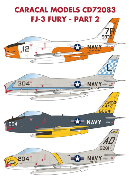 Caracal 1/72 decals CD72083 Pt2 for the US Navy FJ-3 Fury by