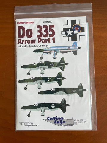 Cutting Edge Decals 1:48 #CED48130 Dornier Do 335 Arrow Pt I for Tamiya, Revell