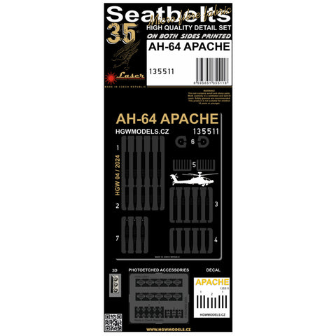 HGW 1/35 scale - AH-64 Apache Seatbelts - 135511