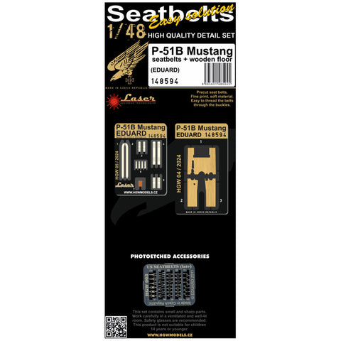 HGW 1/48 P-51B Mustang Seatbelts + Floor for Eduard kit - 148594