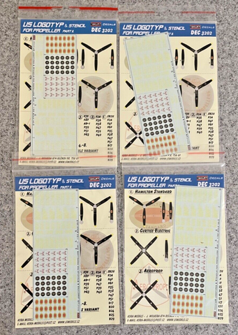 1:32 Kora Decal Package US Propeller Logos & Stencils for Tamiya, Hasegawa, etc