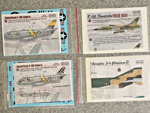 1:32 Print Scale Decals 4 sets for Trumpeter, Tamiya, Hasegawa, etc