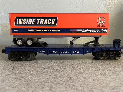 Lionel 6-19437 1997 Railroader Club Flatcar with trailer