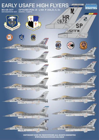 PK Decals 1/48 48-007 Early USAFE HIGH FLYERS for Kinetic