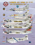 Bullseye 1/48 Decals 48-040 CAW 19 USS Ticonderoga '67 Skyhawk Skyraider F-8E