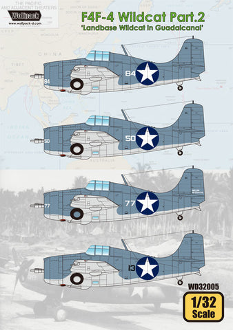 Wolfpack 1/32 F4F-4 Wildcat Pt 2 Landbase Wildcat in Guadalcanal -WD32005