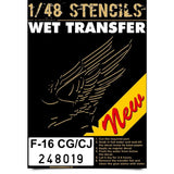 HGW 1/48 stencils Wet Transfers F-16 CG/CJ #248019