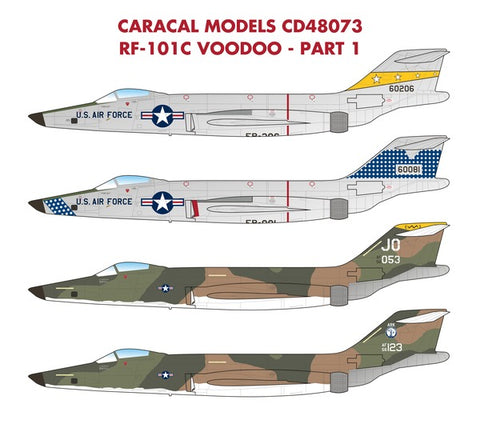 Caracal 1/48 decals CD48073 Pt 1 for the RF-101C by Kitty Hawk