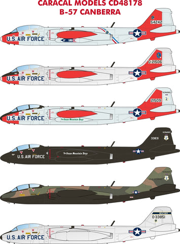 Caracal 1/48 decal CD48178 - markings for Canberra for Airfix kit